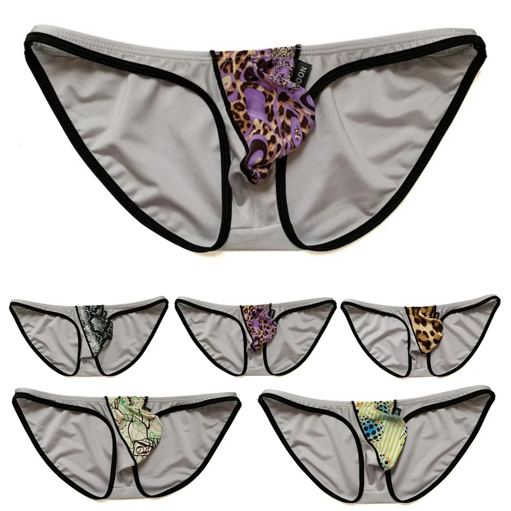 

Men's Sexy Briefs Leopard Bikini Underwear Low Waist Underpants Breathable Elastic Male Pouch Panties