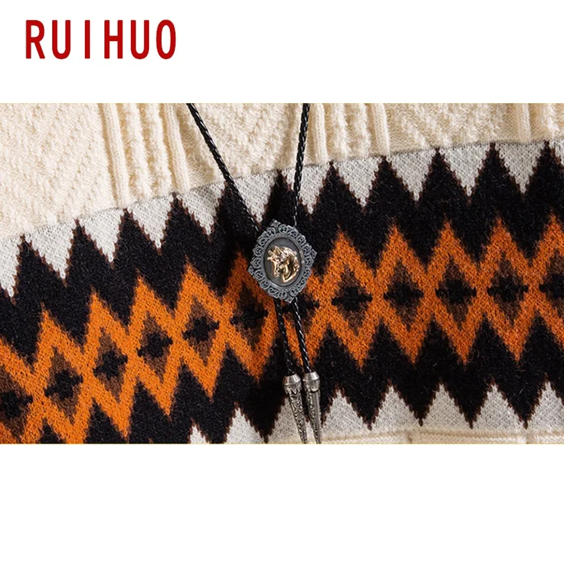 

RUIHUO Striped Knit Sweater Men Clothing 2021 Fashion Harajuku Sweaters Pullover Mens Sweater For Men Korean Clothes M-2XL