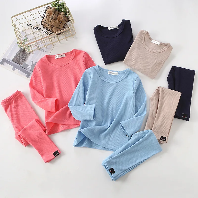

2pcs Set Children's Pajamas 100% Cotton 2020 Autumn Winter Long Sleeve Boys Homewear Baby Girl Clothes Kids Pajamas For Girls