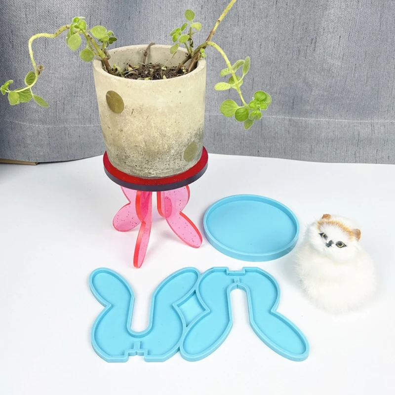 

1 Set Epoxy Resin Mold Potted Ornaments Bracket Tray Silicone Mould DIY Crafts Decortaions Casting Tool