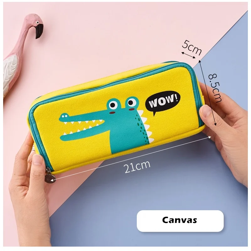 Angoo крокодил динозавр ручка чехол сумка для карандашей 3 слоя Холст мультфильм