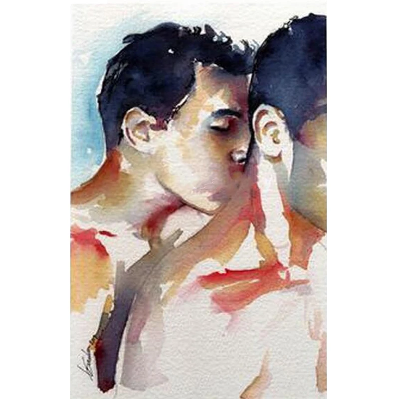 Пазлы Mozaika 5d Diy Алмазная вышивка Стразы Наборы мозаики гей-мужчина Поцелуи