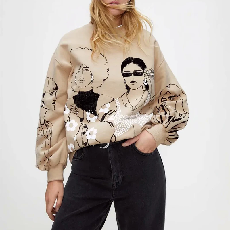 

Fashion Hoodie 2021 Winter New Design Cute Women Pattern Print Casual Hoodies Y2k Streetwear O-neck Sweatshirt Clothes Pullovers