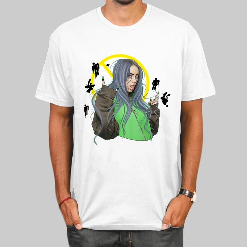 N Billie Eilish мужские футболки с круглым вырезом и принтом, модные мужские и женские топы, футболка с коротким рукавом, футболка унисекс - Цвет: N