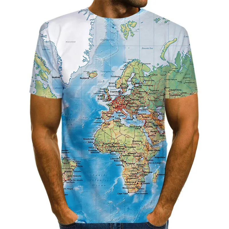 

BIAOLUN Brand World Map T-shirt Funny T Shirts Summer Fashion Anime Tshirt 3D T Shirt Mens Clothing Tops Tees 2020 New Fashion