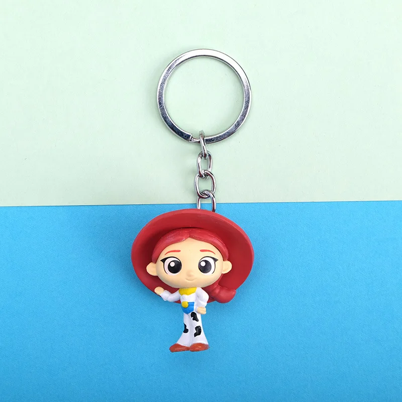 

Cute Movie Toy Story 4 Woody Buzz Lightyear PVC Action Figure Keychain Figure Jessie Woody Alien Key Ring Toys for Children Gift