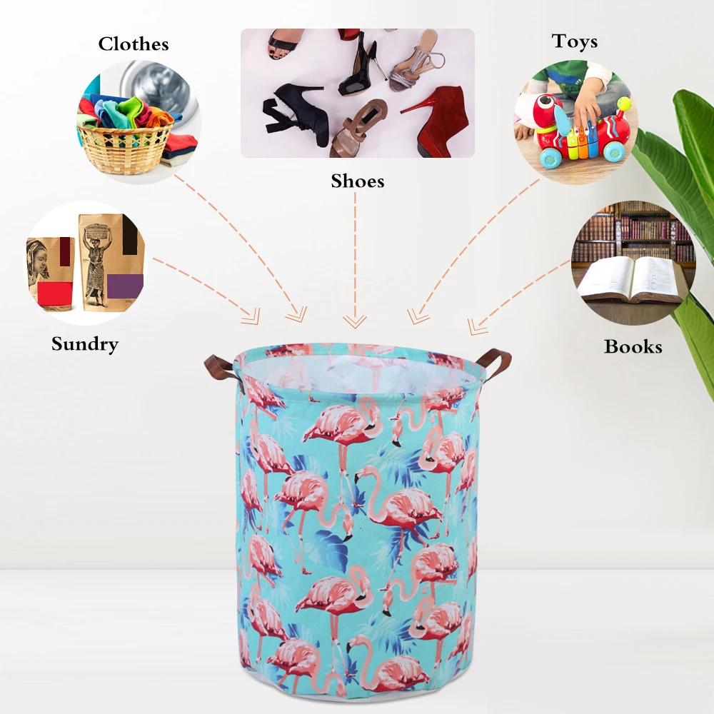 Мультяшная водонепроницаемая корзина для белья с рисунком фламинго хранения