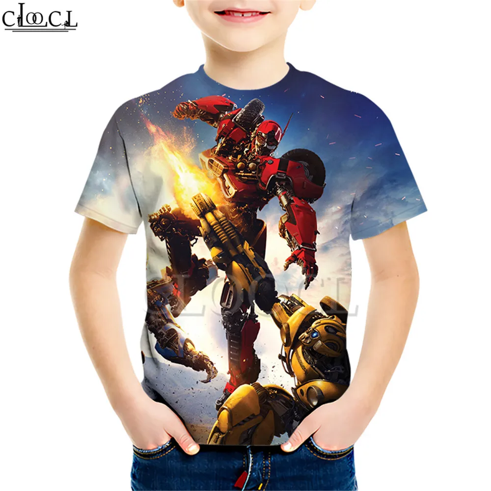 Kids T shirt 7 Футболка с принтом супергероя автомобиля шмеля Креативная одежда с объемным рисунком для мальчиков и девочек Повседневные детские топы с короткими рукавами, Прямая поставка - Цвет: Kids T shirt 7