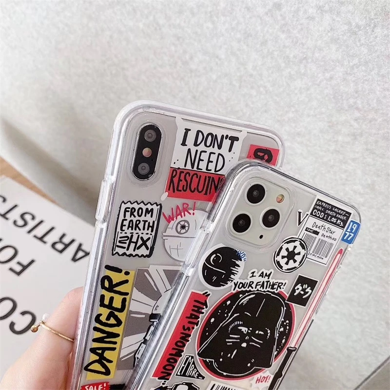 INS hot Graffiti label Transparent phone Case For iPhone 11 Pro Xs MAX XR X 7 8 Plus shockproof bumper Clear soft silicon Cover | Мобильные
