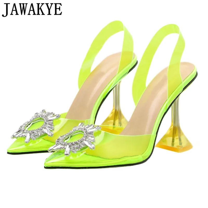 Сандалии желе женские прозрачные босоножки из ПВХ заостренный носок кристальная