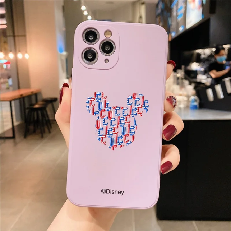 

Disney 2021 New Mickey Mouse Printed Fine Hole Silicone Phone Case for iPhone 13 12 11 Pro Max 7 8 Plus X XR XS Phone Case