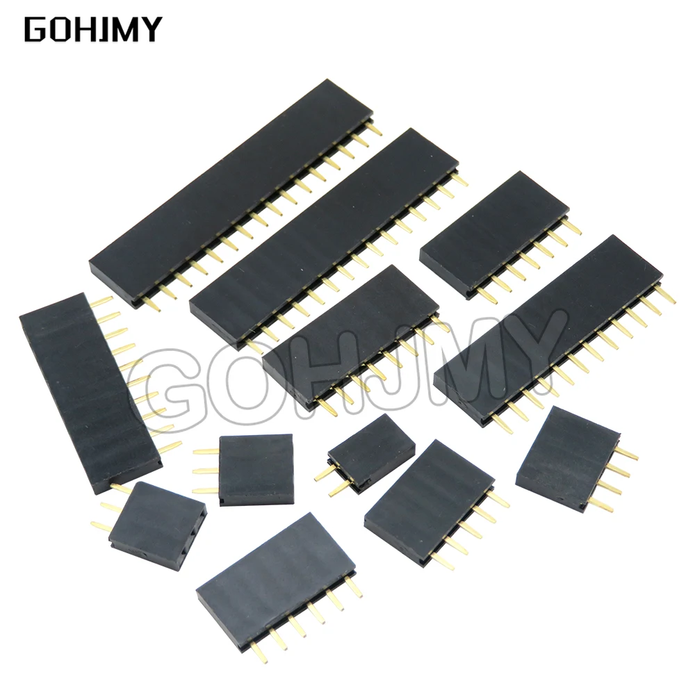 

10pcs 2.54MM Pitch Single Row Female Pin Socket 2/3/4/5/6/7/8/9/10/11/12/13/14/40Pin PCB Connector Single Row Mother For Arduino