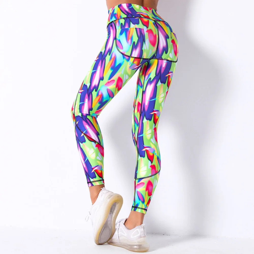 

Print Yoga Pants for Women 2021 Summer Bottom Elastic Waist Breathable Running Pants Seamless Sport Pants Fitness Clothing U452