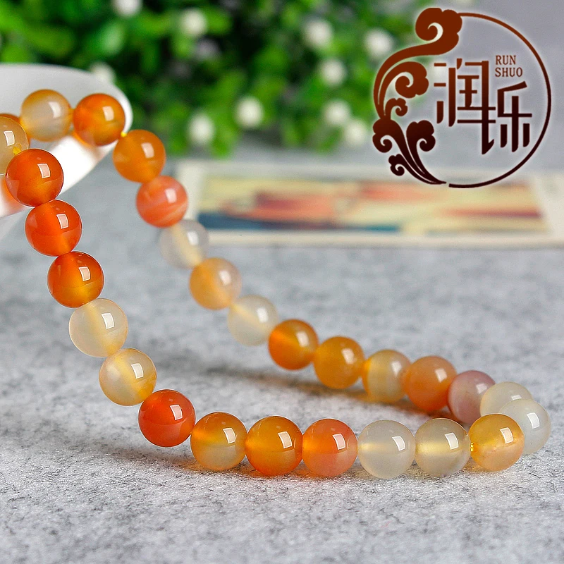 Гладкая оранжево-красный агат оникс натуральный камень круглые бусины DIY для