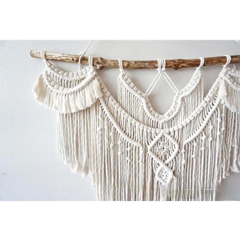 

No Wood Stick Wall Hanging Tapestry Bohemian Geometric Chic Living Room Bedside Porch Home Decor Handmade Woven Room Decor