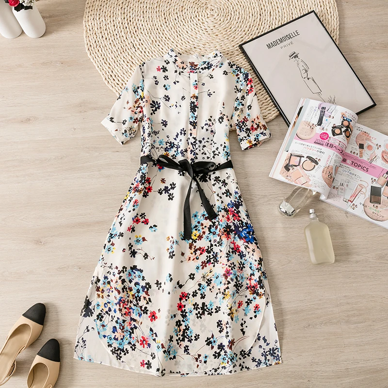 

Fashion 80%Real Silk Women's Summer Dresses 2021 Female High Waist Dress Elegant Slim Dress Ladies Midi Dress Robe Femme Zjt2629
