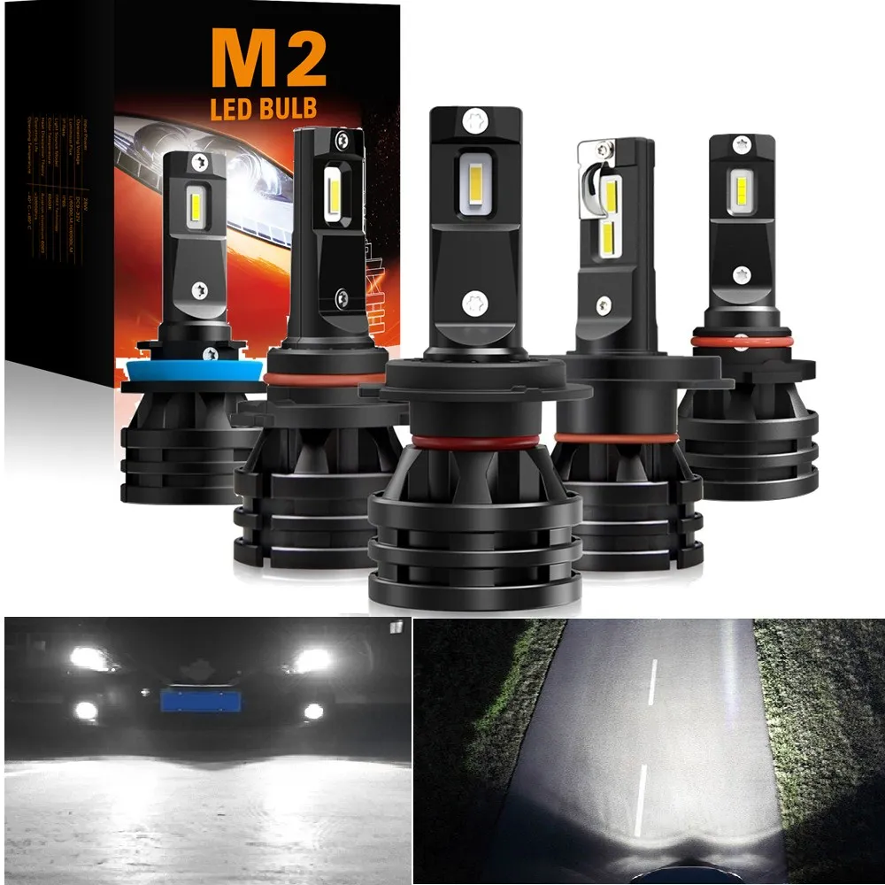 2 шт. M2 светодиодный фар H1 H4 H7 HB3 9005 HB4 9006 лампы для автомобиля 12V 24 вольт постоянного