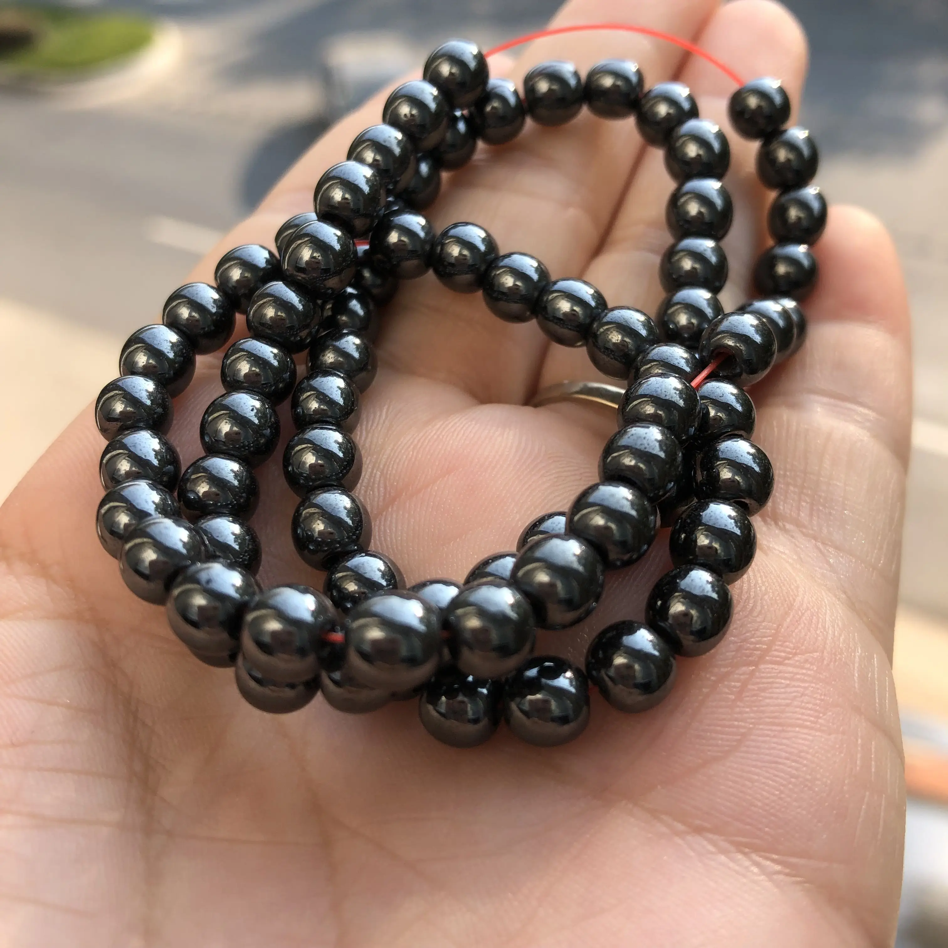 Black Hematite Натуральный круглый тигровый глаз Амазонит гранат Агаты ангелит кварц Лава бусины для самостоятельного изготовления ювелирных изделий браслет аксессуары 15'' - Цвет: Black Hematite