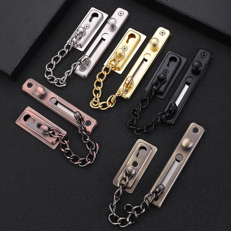 

Door Chain Lock Stainless Steel Security Chain Guard With Spring Anti Theft Press Lock Heavy Duty Polished Door Latch With Screw