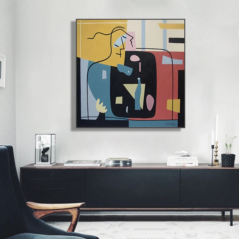 

Abstract Canvas Oil Painting Cute Contrast Color Style Posters And Prints For Living Room Bedroom Fashion Art Picture Home Decor