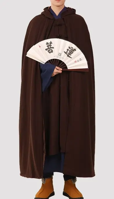 Зимняя шерстяная теплая накидка унисекс в буддистском стиле с монхами из шаолина