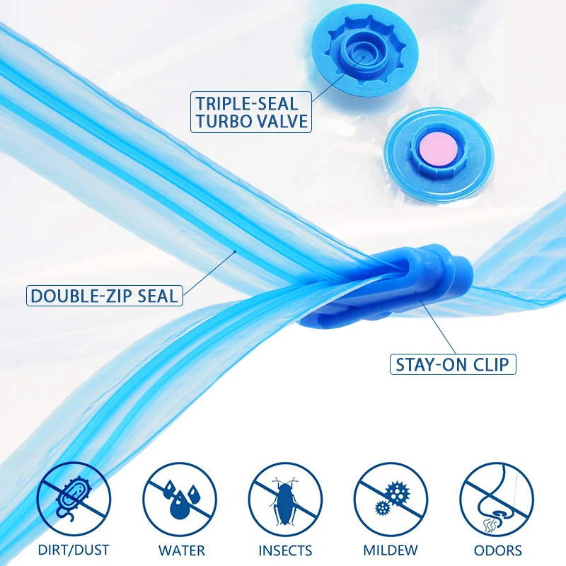 Вакуумный мешок для хранения одежды прозрачный складной органайзер с клапаном