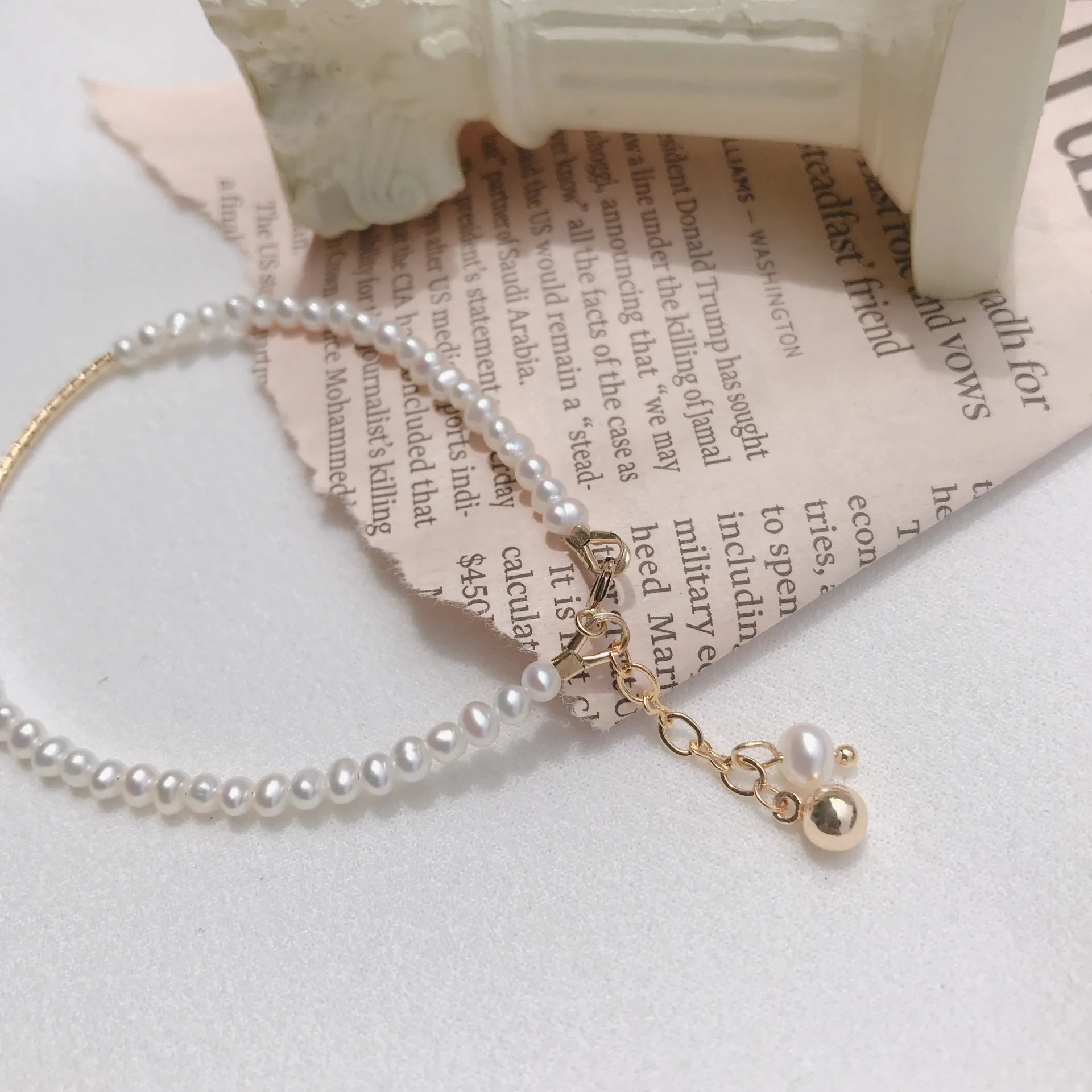 

JLEBN1258 Natural Pearl Bracelet woman's simple temperament, cold air, gold injection and no fading