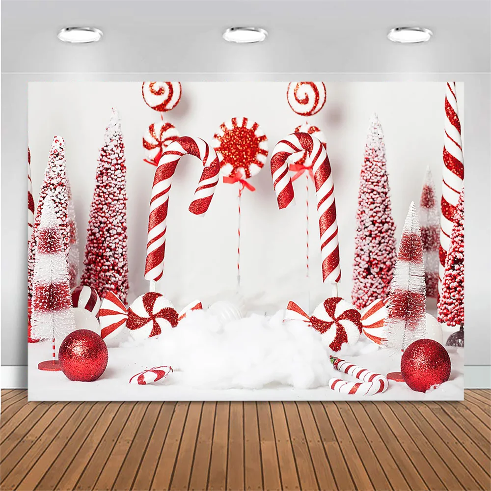 Mocsicka Christmas Backdrop Candy Cane Newborn Photography Props Child Birthday Photo Background Cake Smash Backdrops Photocall