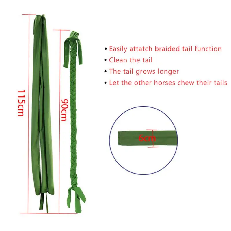 

Оплетенный конский хвост для пони, защитный хвост от грязи, втирание 115 см/45,28 дюйма * 6 см/2,36 дюйма, оплетка для лошади