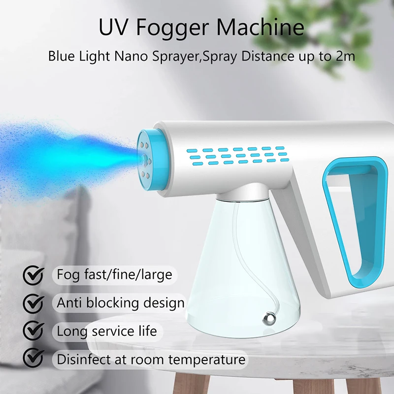 

Cordless Atomization Fogger 300ml Machine Blue Light Nano Battery Disinfection Gun Hair Nano Steam Spray Guns Household Sprayer