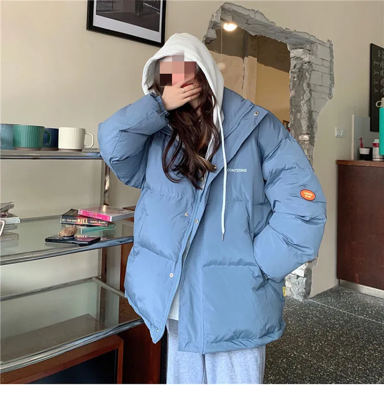 

Winter Girls Cotton Jacket Fake two piece long Autumn clothes OL thick coat women coat oversize