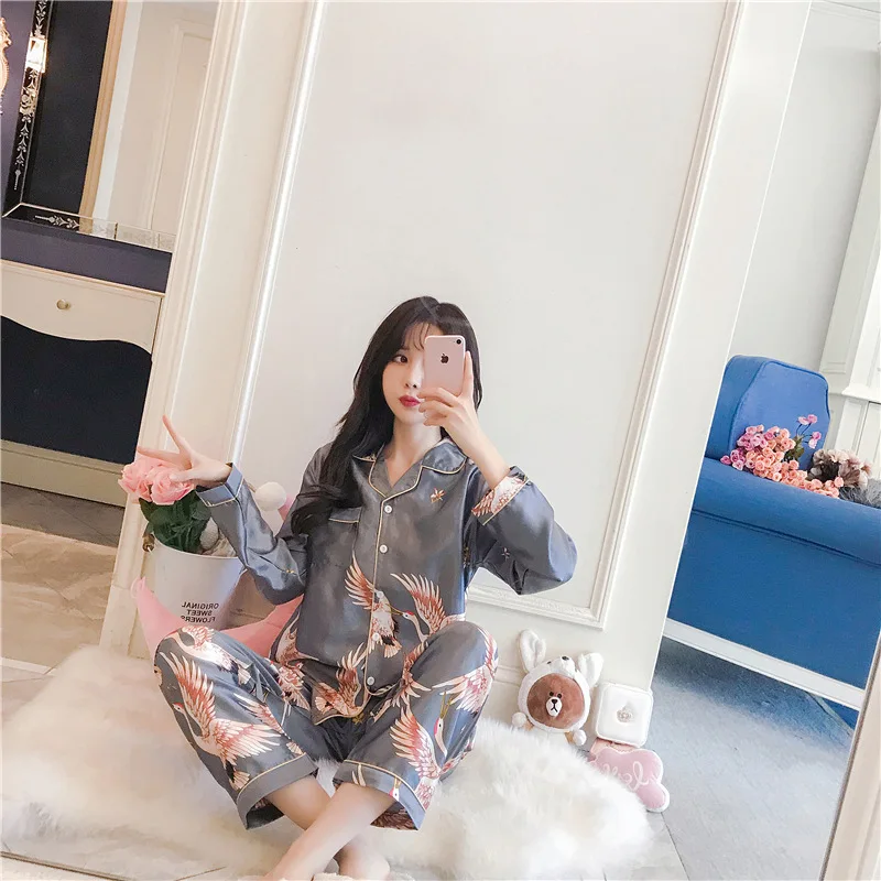 Пижама женская из вискозы Кардиган с длинным рукавом комплект двух предметов