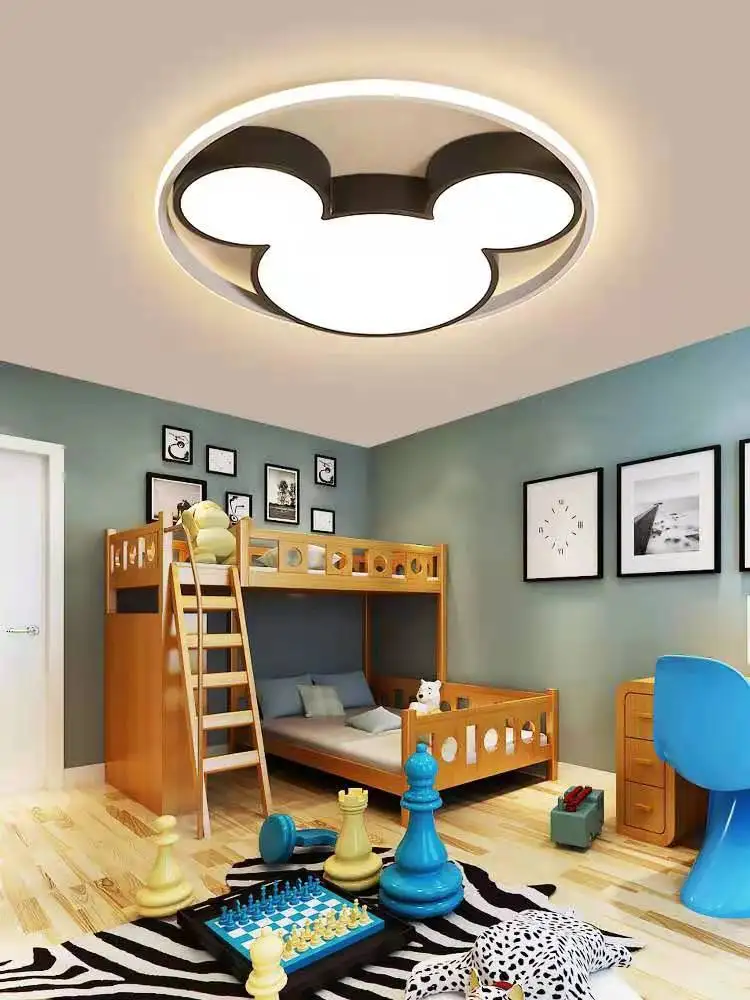 

Modern Cartoon Led Ceiling Light Fixtures Black Mickey Ceiling Lamps For Living Children's Room Bedroom Dimmable Plafondlamp