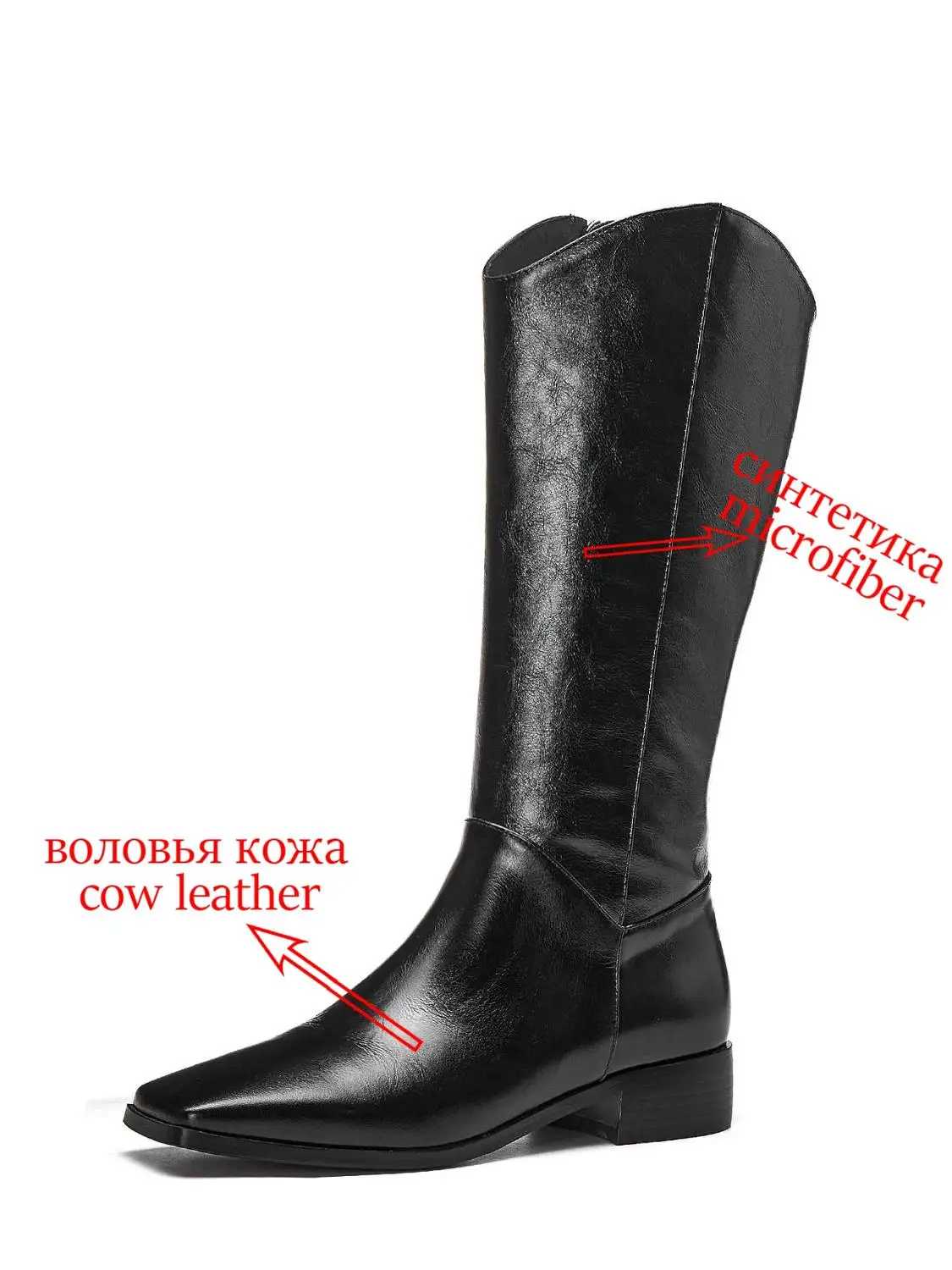 

Krazing pot genuine leather square toe med heel concise style winter shoes keep warm solid gentlewomen cozy knee-high boots L81