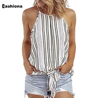 cashiona 2021 summer womens camis leisure casual tank tops sexy sleeveless stripe tshirt women fashion halter tees shirt femme