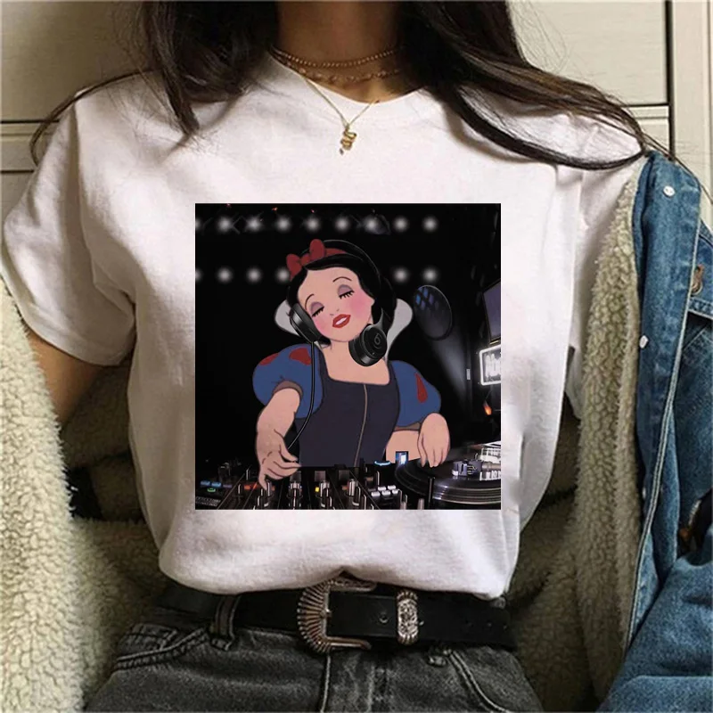 Женская футболка в стиле принцессы с забавным рисунком Летняя винтажном Уличная одежда Харадзюку Футболка