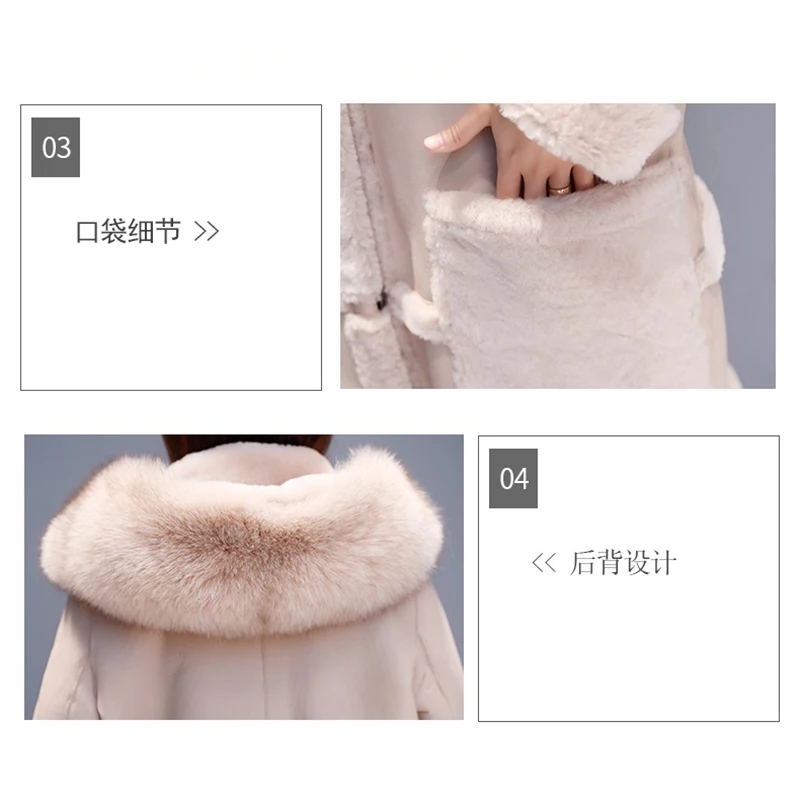 

Winter Women Large Size Lambswool Jacket Female Thick Warm Long Faux Fur Leather Overcoat Ladies Fashion Elegant Hooded Coats