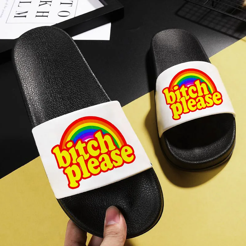 

Rainbow print cute pattern 2021 women slippers Non-slip Slides New Comfortable sandals flip flops Female