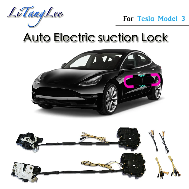 

For Tesla Model 3 2019~2021 ​​Car Soft Close Door Latch Pass Lock Actuator Auto Electric Absorption Suction Silence Closer