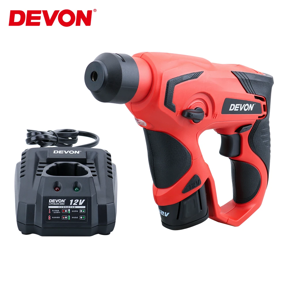 DEVON 12V Аккумуляторный поворотный молоток литий-ионный электрический молоток Ударная дрель шуруповерт профессиональные электроинструменты перезаряжаемый