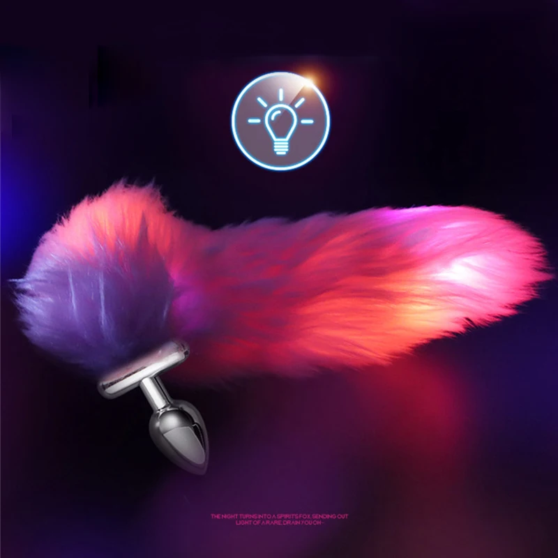 Силиконовый массажер простаты для мужчин анальная пробка с подсветкой лисий