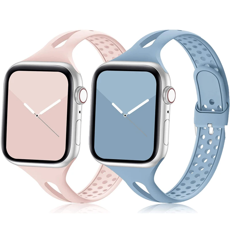 Ремешок силиконовый для Apple watch band тонкий браслет смарт-часов iWatch 3 4 5 se 6 7 41 мм 40 38 45