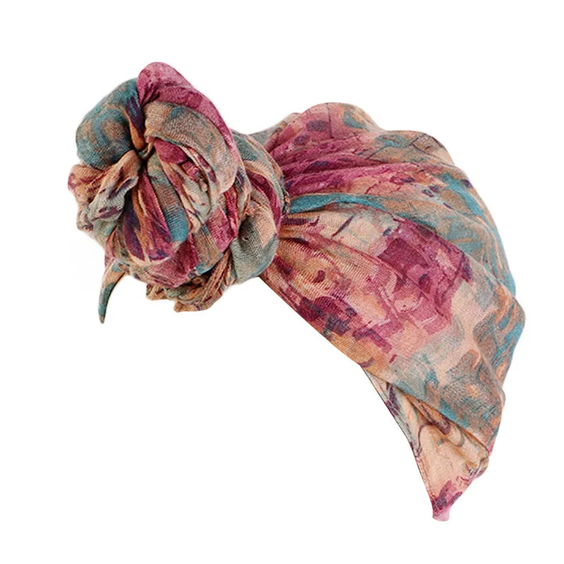New women Big Flower turban Chemo Cancer Cap headwrap bandana cap Head Wrap Stretch Long Hair Scarf headscarf Turban Tie