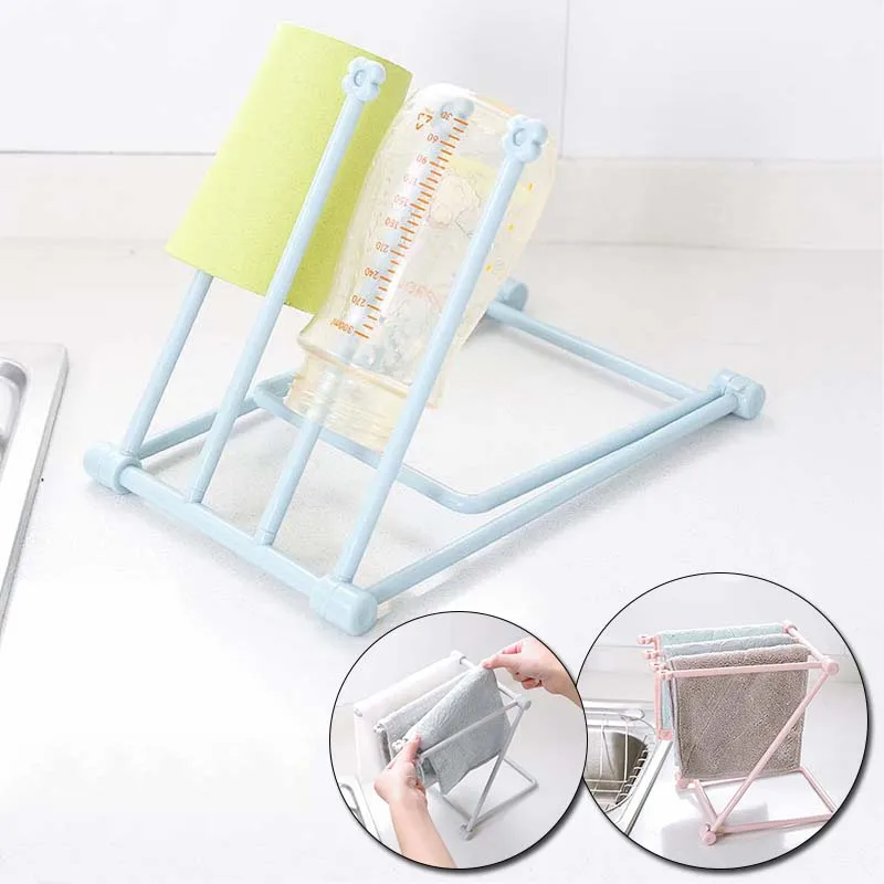 Пластиковая вешалка для хранения полотенец кухонный органайзер посуды складной