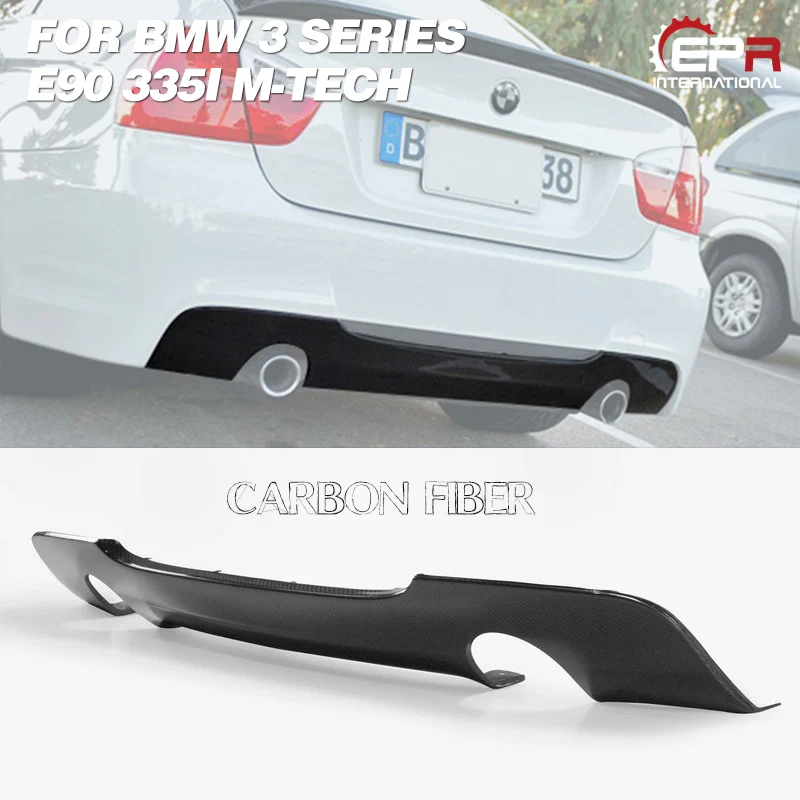

УГЛЕРОДНЫЙ задний диффузор для BMW E90 335i M-Tech, задняя губа из углеродного волокна (двойная выхлопная), комплект для тюнинга кузова, Накладка для E90 335i, гоночная деталь