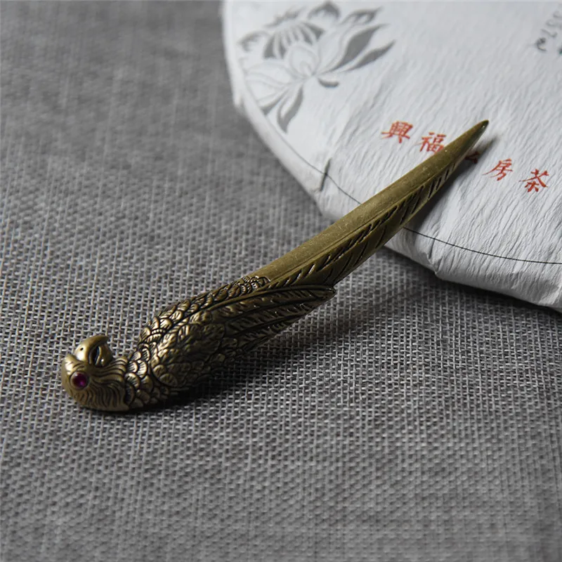 Винтажный медный попугай ножницы для чая маленькие украшения Ретро латунный нож для животных ремесла чайная посуда Чайный стол украшения