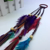 feather headdress hair frill hair ring tie hair tendons leather cord 4 braids hair accessories