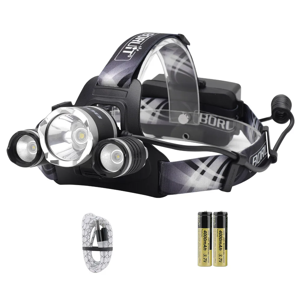 BORUiT B21 3000LM XPE XM-L2 светодиодный налобный фонарь 4 режима USB Зарядное устройство фар Мощность банк налобный фонарь для кемпинга, охоты, фонарик - Испускаемый цвет: B