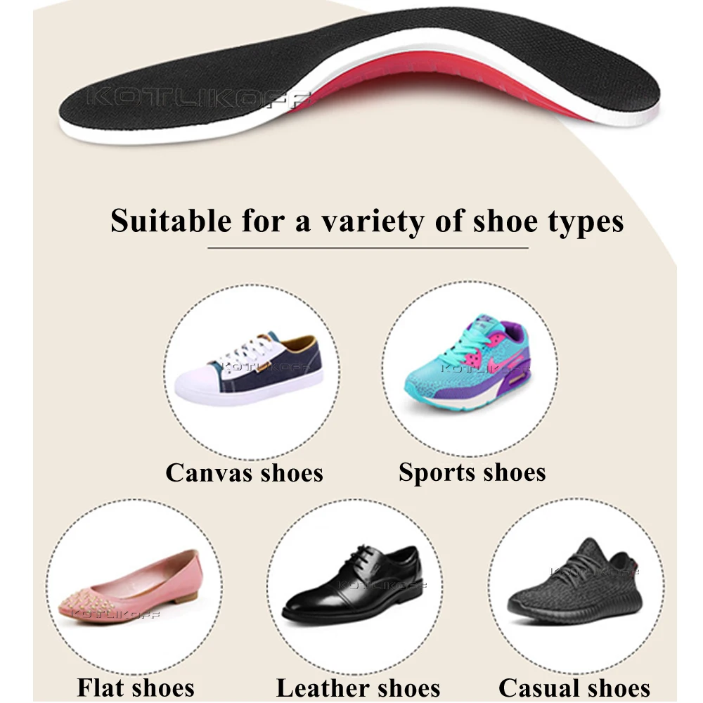 KOTLIKOFF Premium Orthotic Insoles High Arch Support Pad Relief Flat Feet Foot Pain Orthopedic Shoes Pad Sole Insert Foot Care