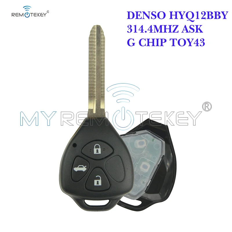 

Пульт дистанционного управления Remtekey DENSO HYQ12BBY TOY43 3 кнопки для автомобильного ключа Toyota Camry Corolla 2006 2007 2008 2009 2010 + 314,4 МГц + G чип